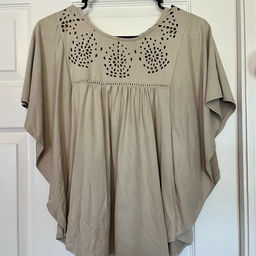 Elegant Beige Women's Top with Cutout Design